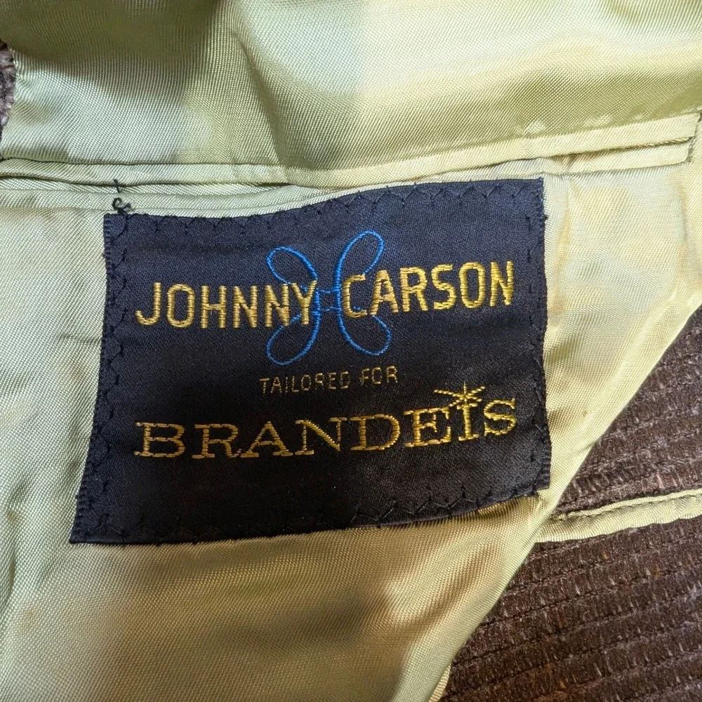 Vintage Johnny Carson Wool‎ Jacket L Brown Tweed Elbow Patches USA